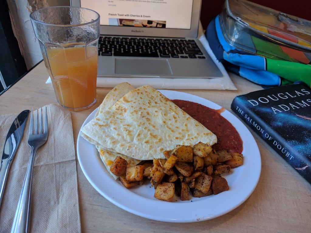 Cheese & Sausage Quesadilla with Potatoes & Cantina Salsa