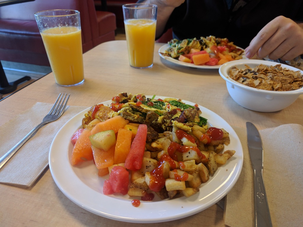 Omelet with Potatoes & Melon