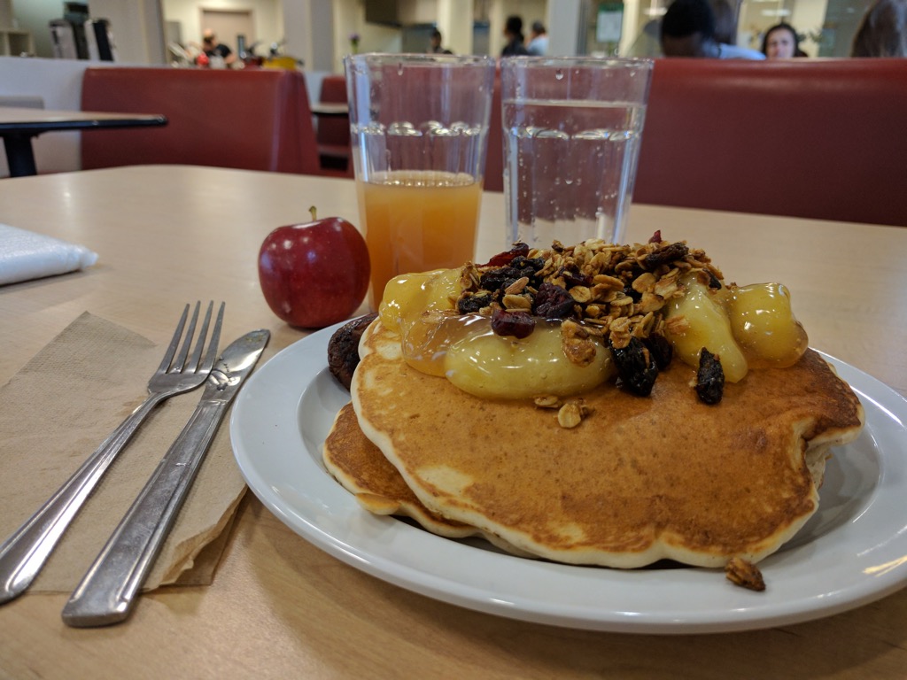 Pancakes with Cinnamon Apples & Sausage