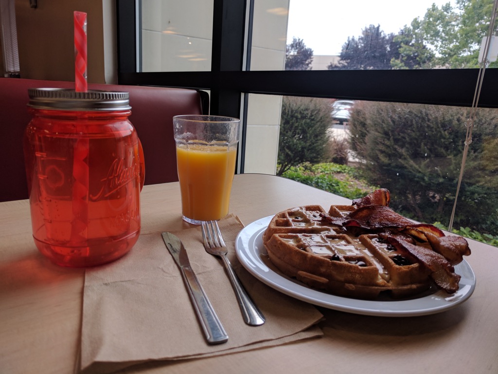 Peanut Butter and Chocolate Waffle with Bacon