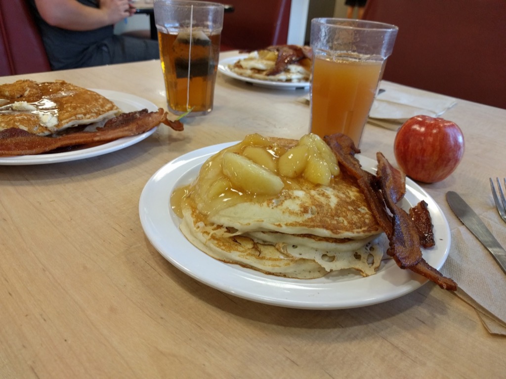 Pancakes with Cinnamon Apples & Bacon